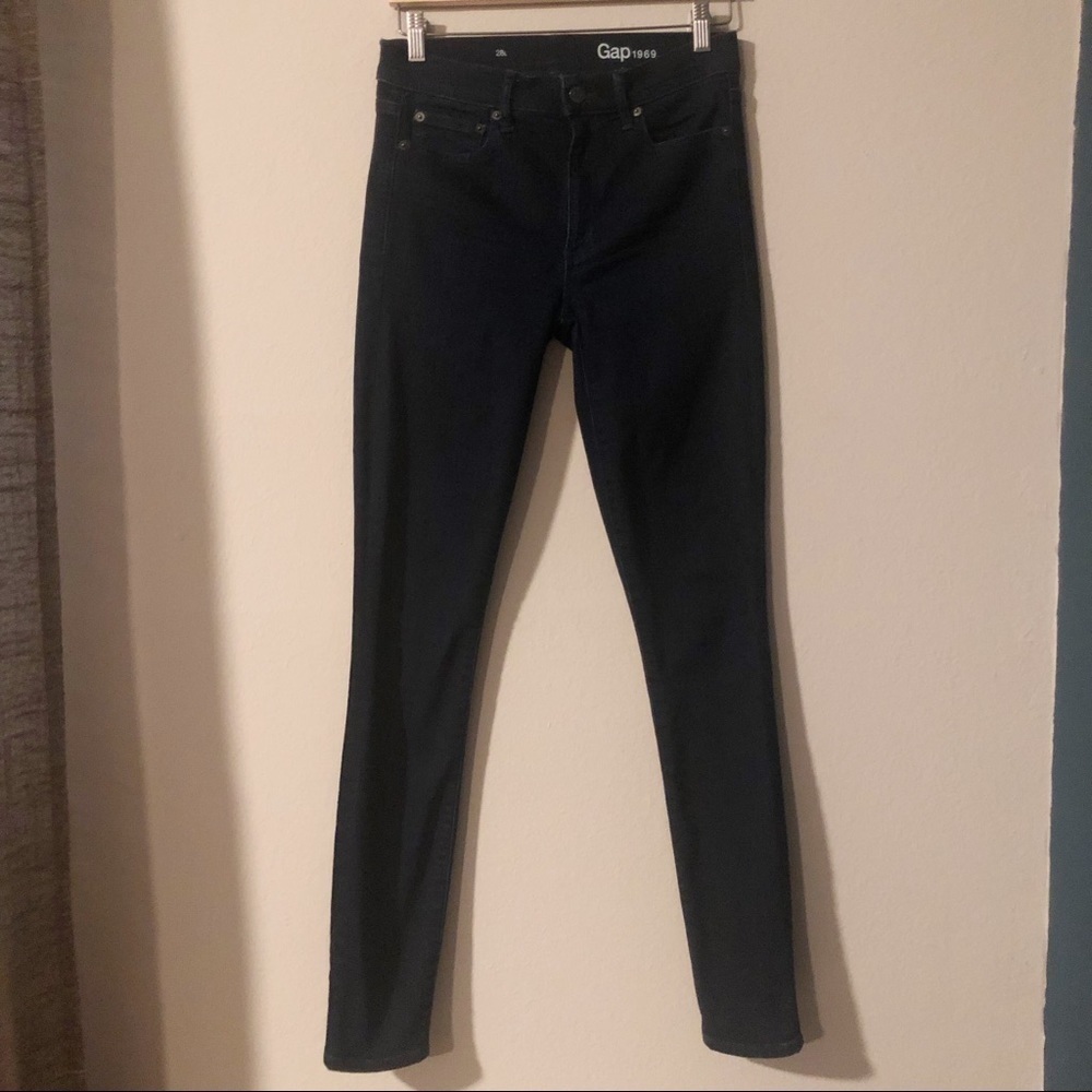 GAP dark wash long “True Skinny” jeans